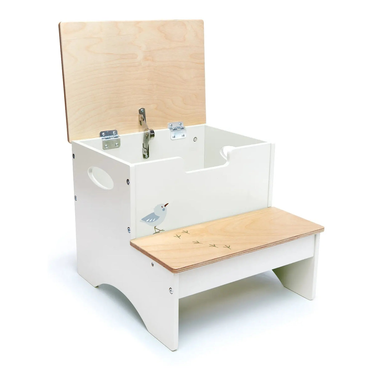Tender Leaf Forest Wooden Step Stool with Storage