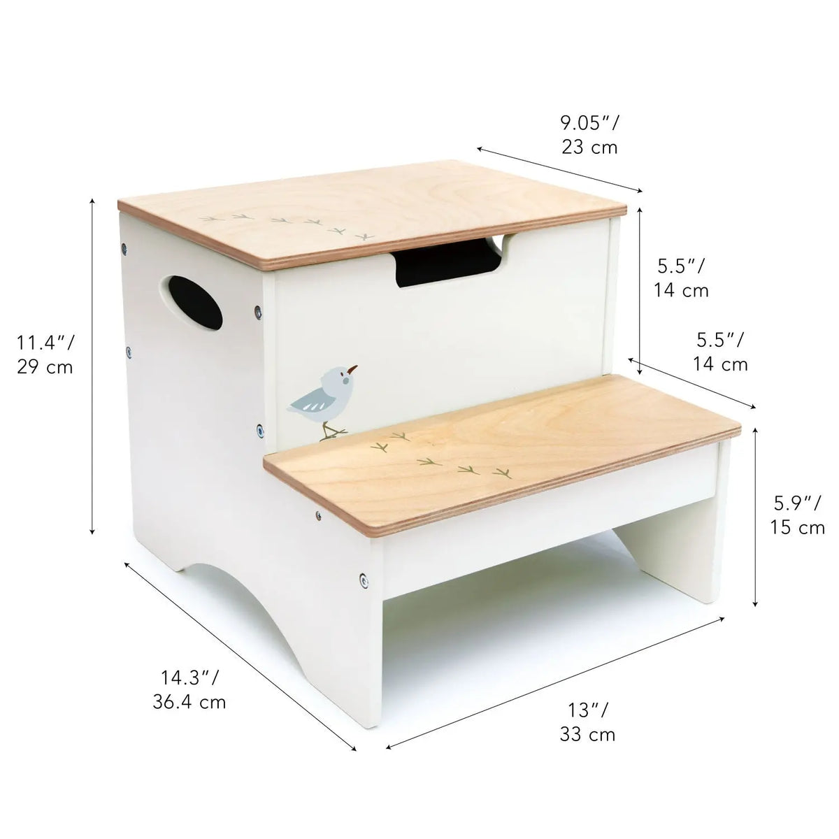 Tender Leaf Forest Wooden Step Stool with Storage