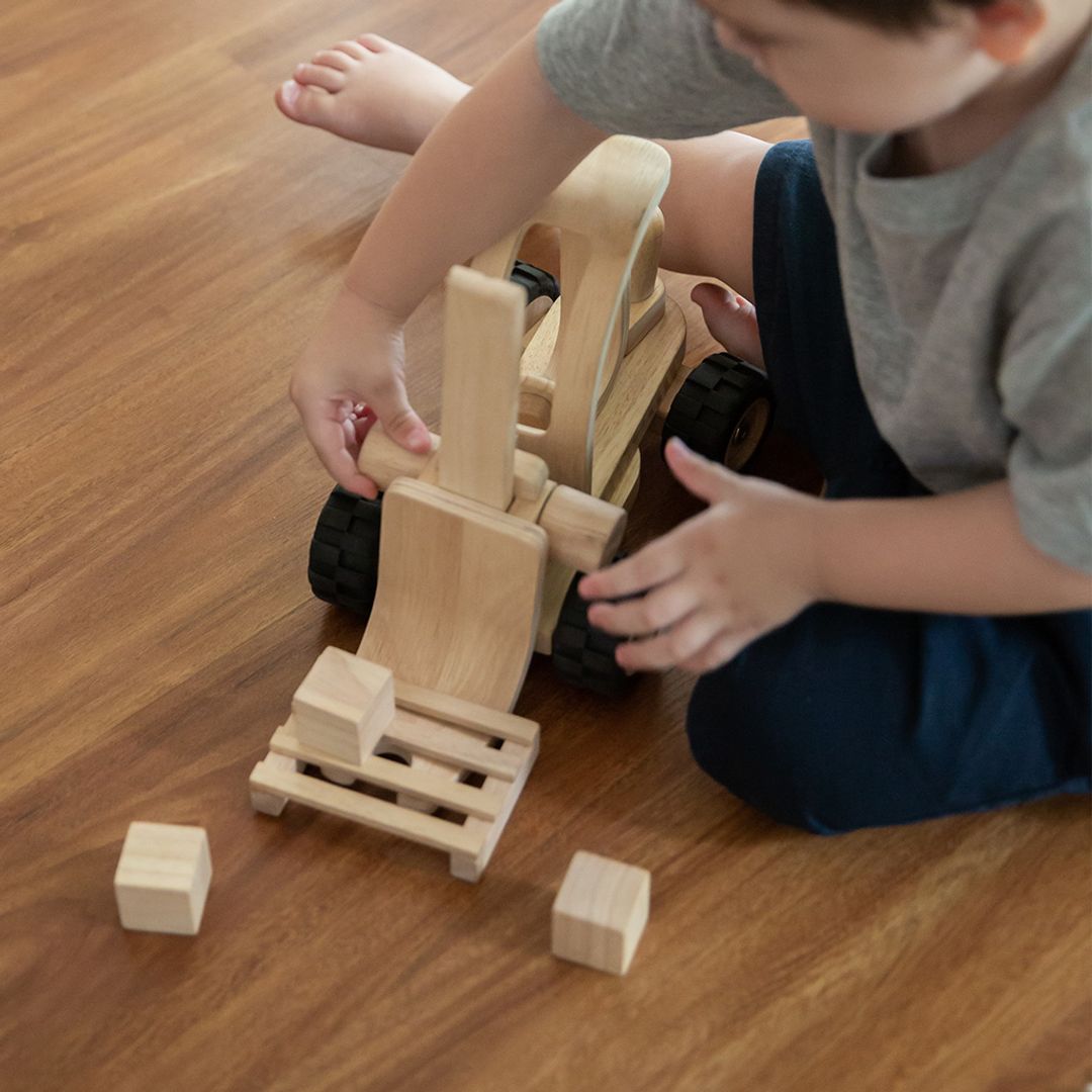 PlanToys Wooden Forklift with Pallet and Blocks