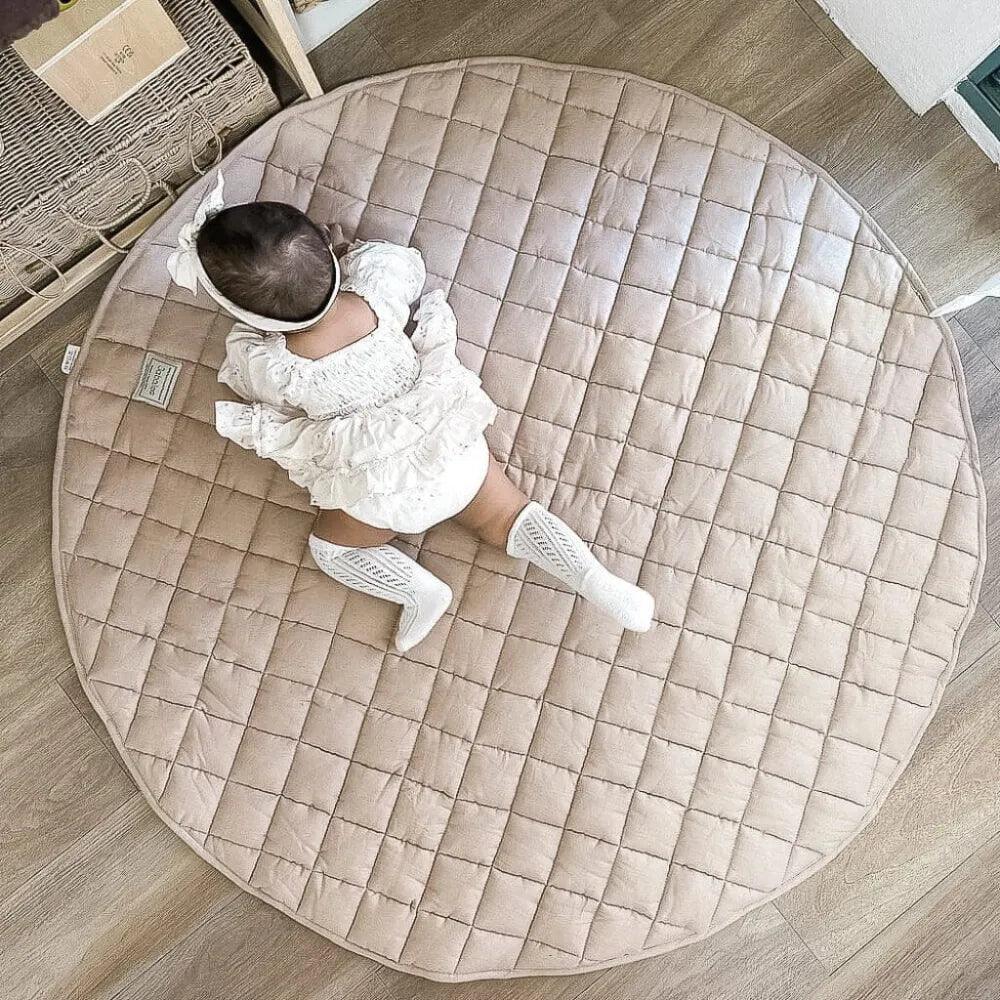 French Linen Baby Playmat - Cappuccino - The Baby Penguin