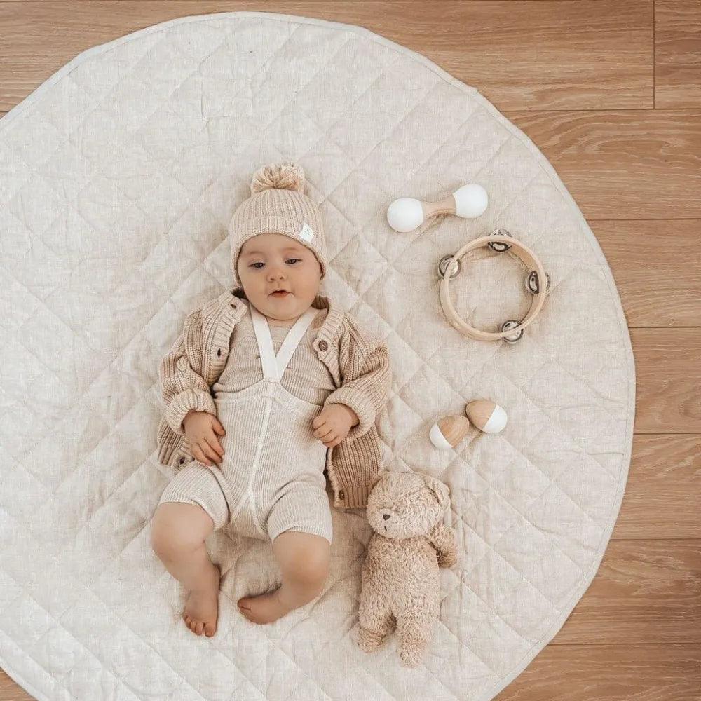 French Linen Baby Playmat - Natural - The Baby Penguin