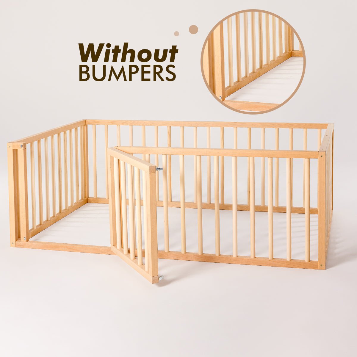 Twin Montessori Floor Bed Frame for Toddlers with Fence - The Baby Penguin