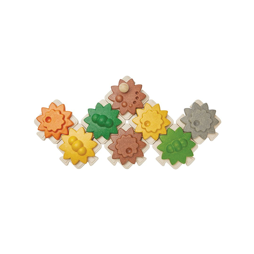 PlanToys Wooden Gears and Puzzles Set, 22 Pieces