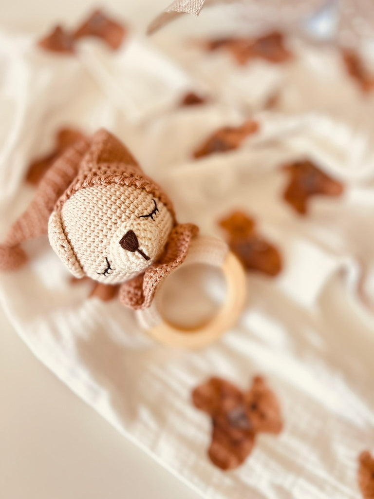 Gender Neutral Teddy Bear Teether Rattle - The Baby Penguin