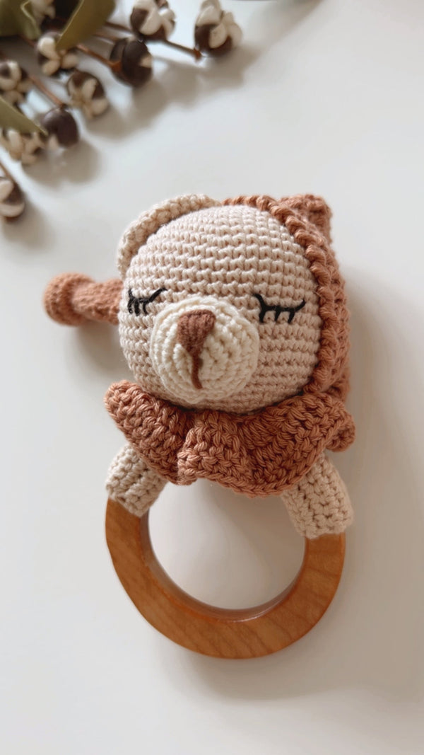 Gender Neutral Teddy Bear Teether Rattle - The Baby Penguin
