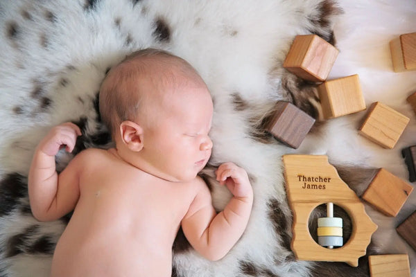 Georgia State Wooden Baby Rattle™ | Made in the USA | State Rattle | The Baby Penguin