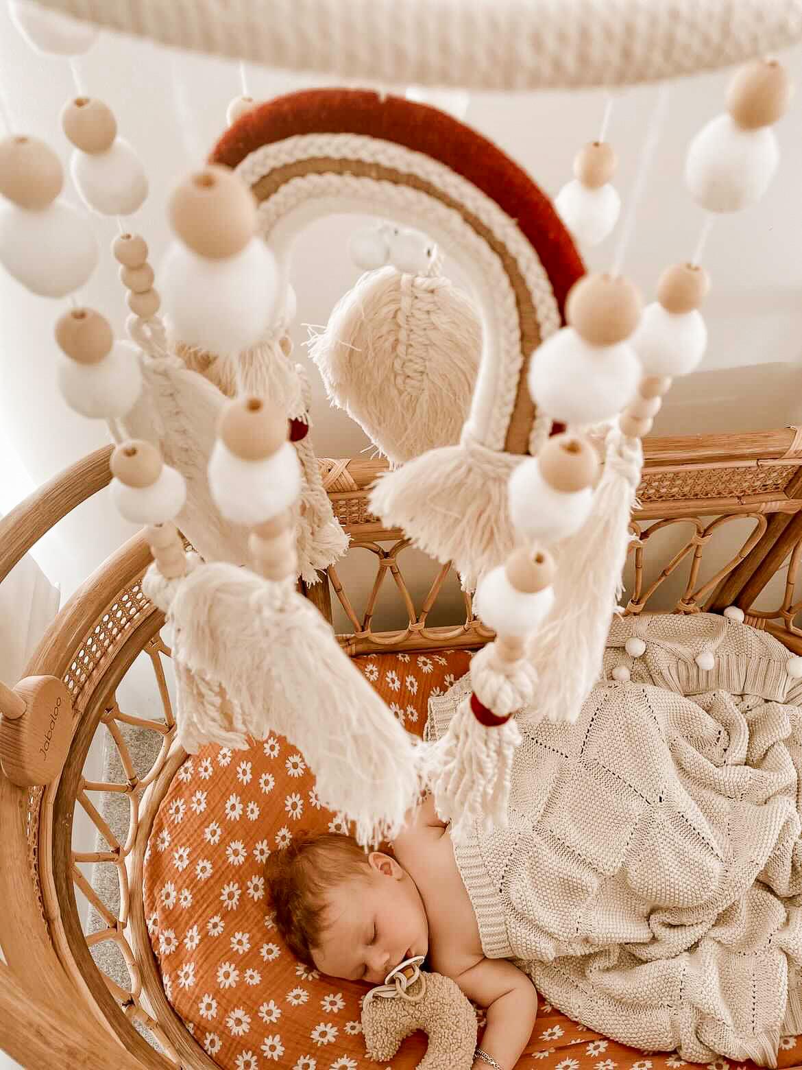 Handmade Boho Nursery Mobile | Macrame Rainbow - The Baby Penguin