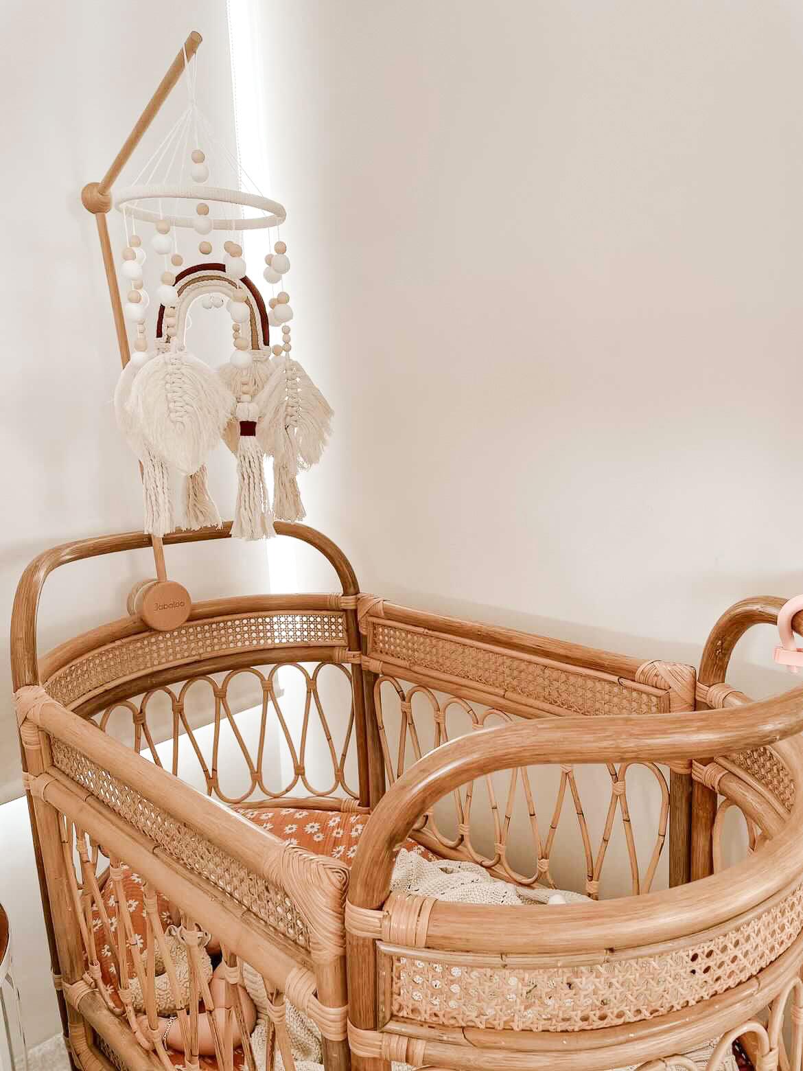 Handmade Boho Nursery Mobile | Macrame Rainbow - The Baby Penguin