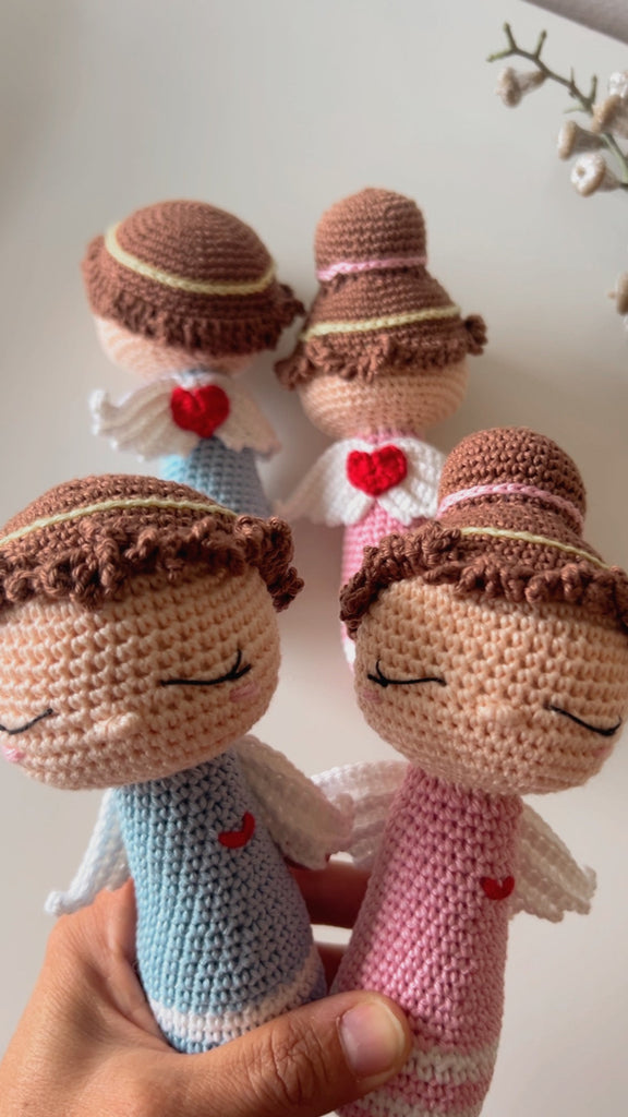 Handmade Crochet Angel Rattle – Organic Cotton Soft Baby Toy - The Baby Penguin