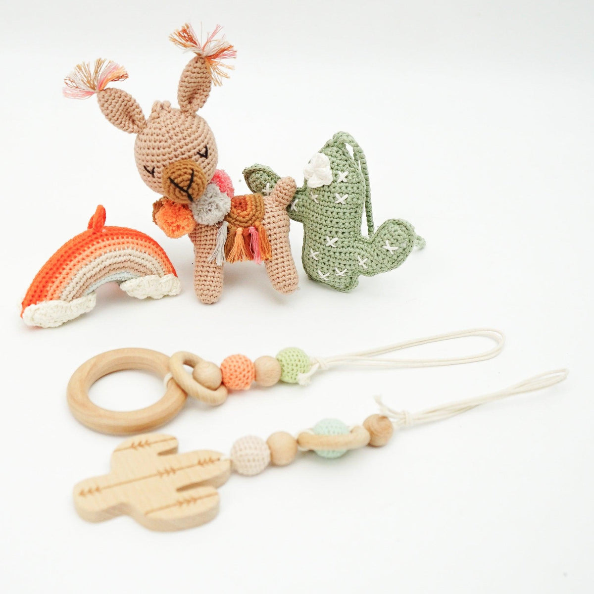 Handmade Crochet Toys for Baby Gym | Boho Desert - The Baby Penguin