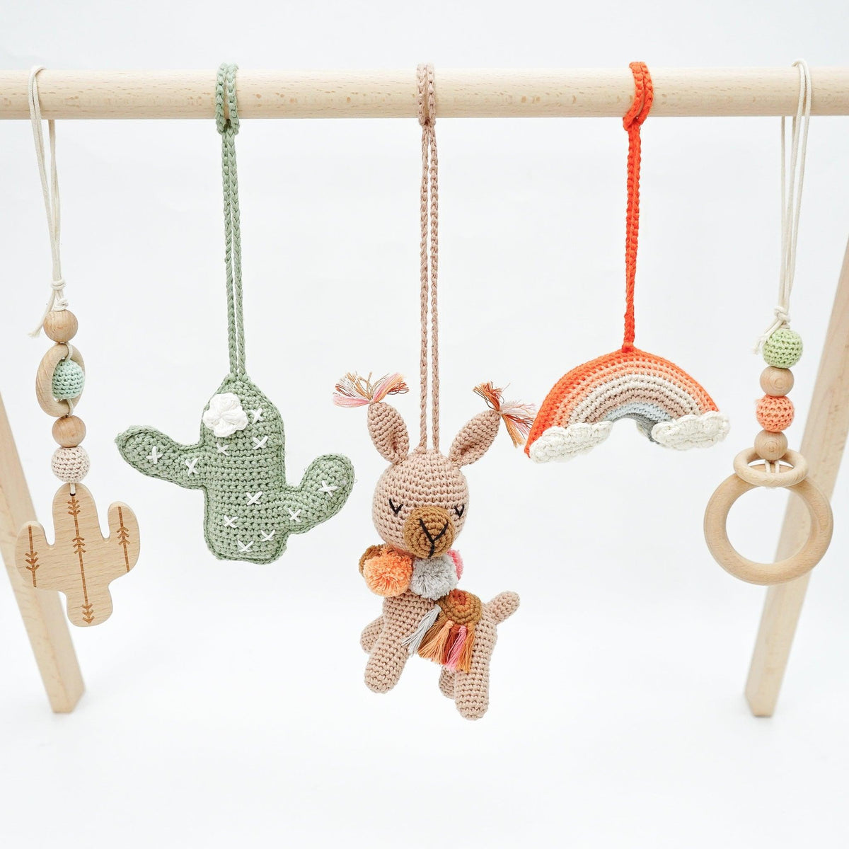 Handmade Crochet Toys for Baby Gym | Boho Desert - The Baby Penguin