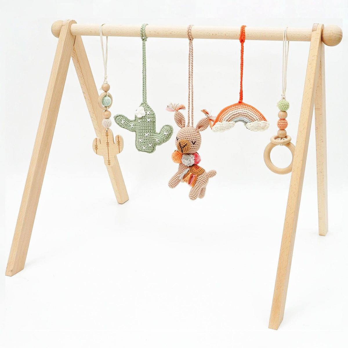 Handmade Crochet Toys for Baby Gym | Boho Desert - The Baby Penguin