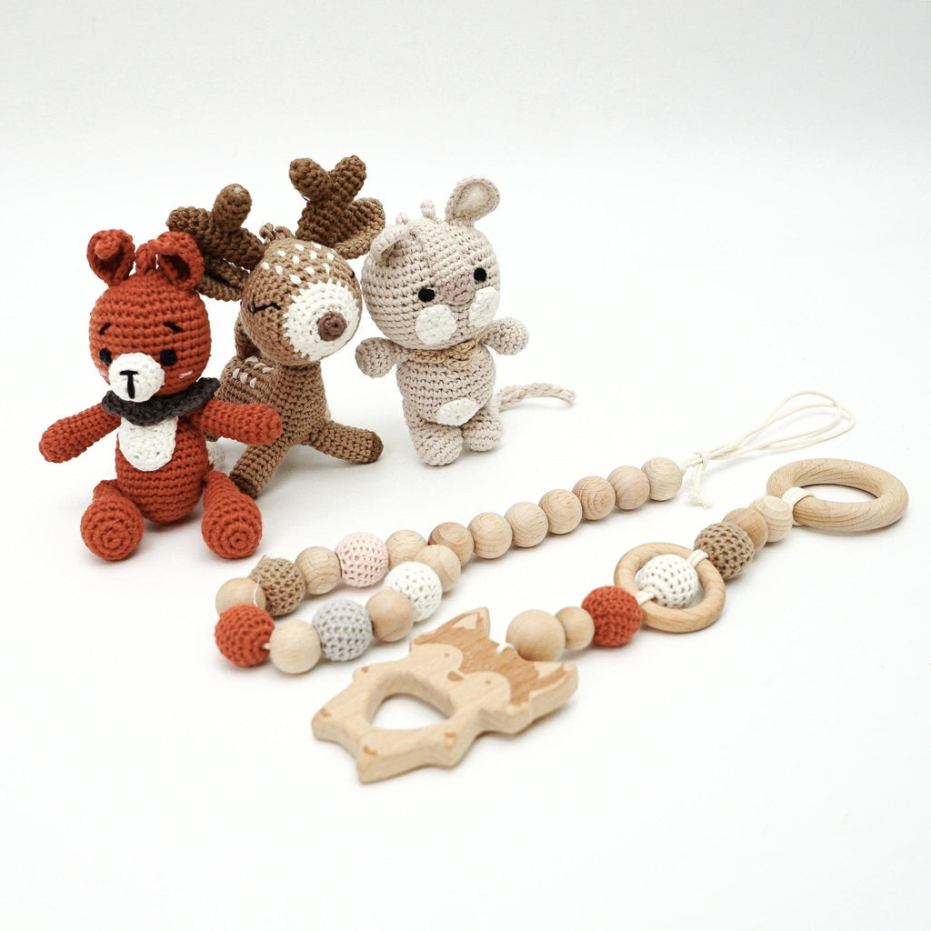 Handmade Crochet Toys for Baby Gym | Forest Family - The Baby Penguin