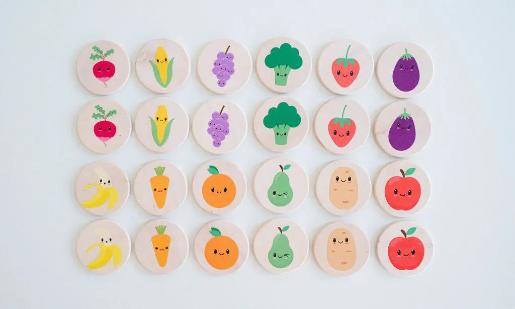 Happy Farmer's Market Matching Tiles | Made in the USA | Tile Toys | The Baby Penguin