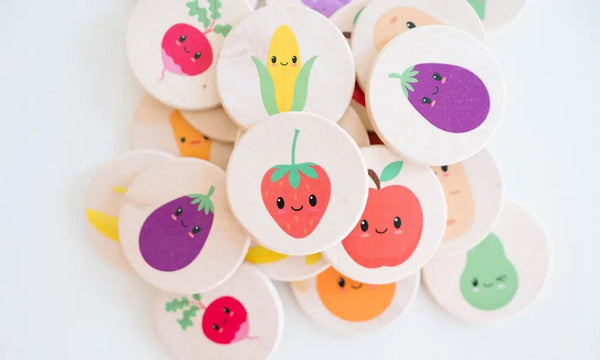 Happy Farmer's Market Matching Tiles | Made in the USA | Tile Toys | The Baby Penguin