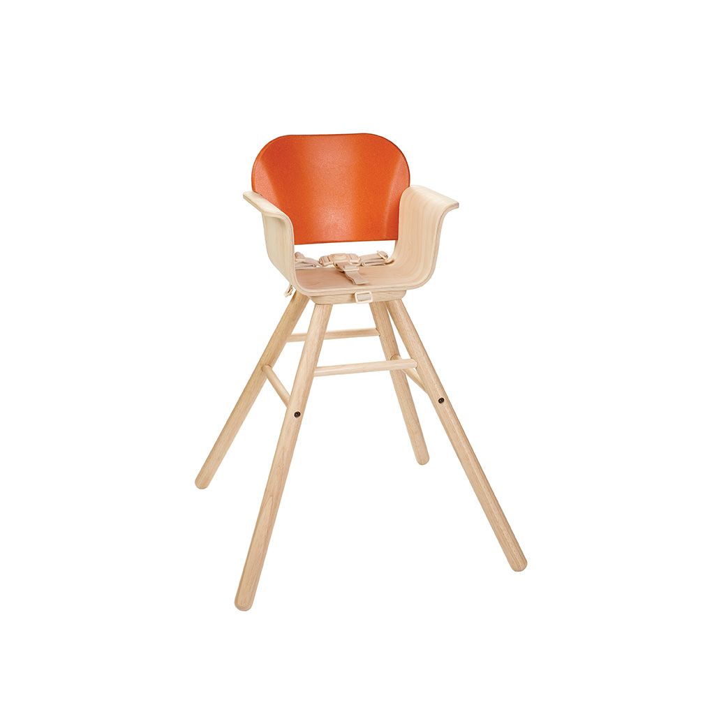 PlanToys Wooden High Chair with Adjustable Footrest – Orange
