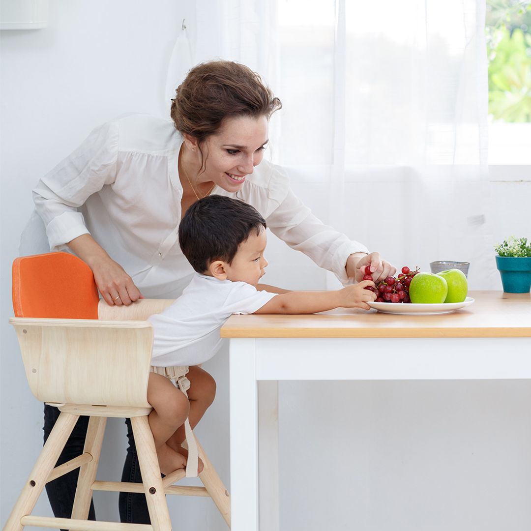 PlanToys Wooden High Chair with Adjustable Footrest – Orange