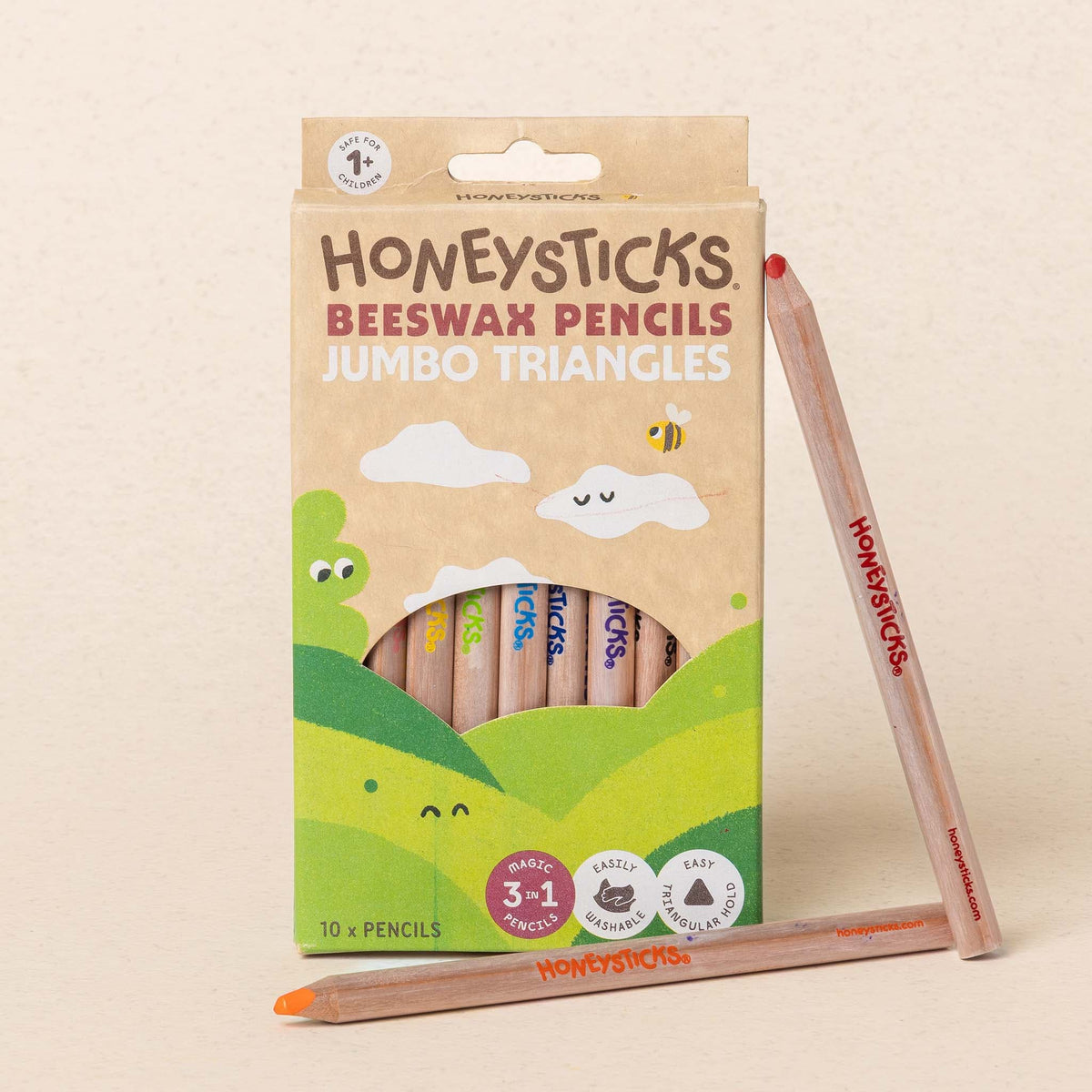 Honeysticks Magic 3-in-1 Beeswax Pencils Jumbo Triangles 10pk - The Baby Penguin