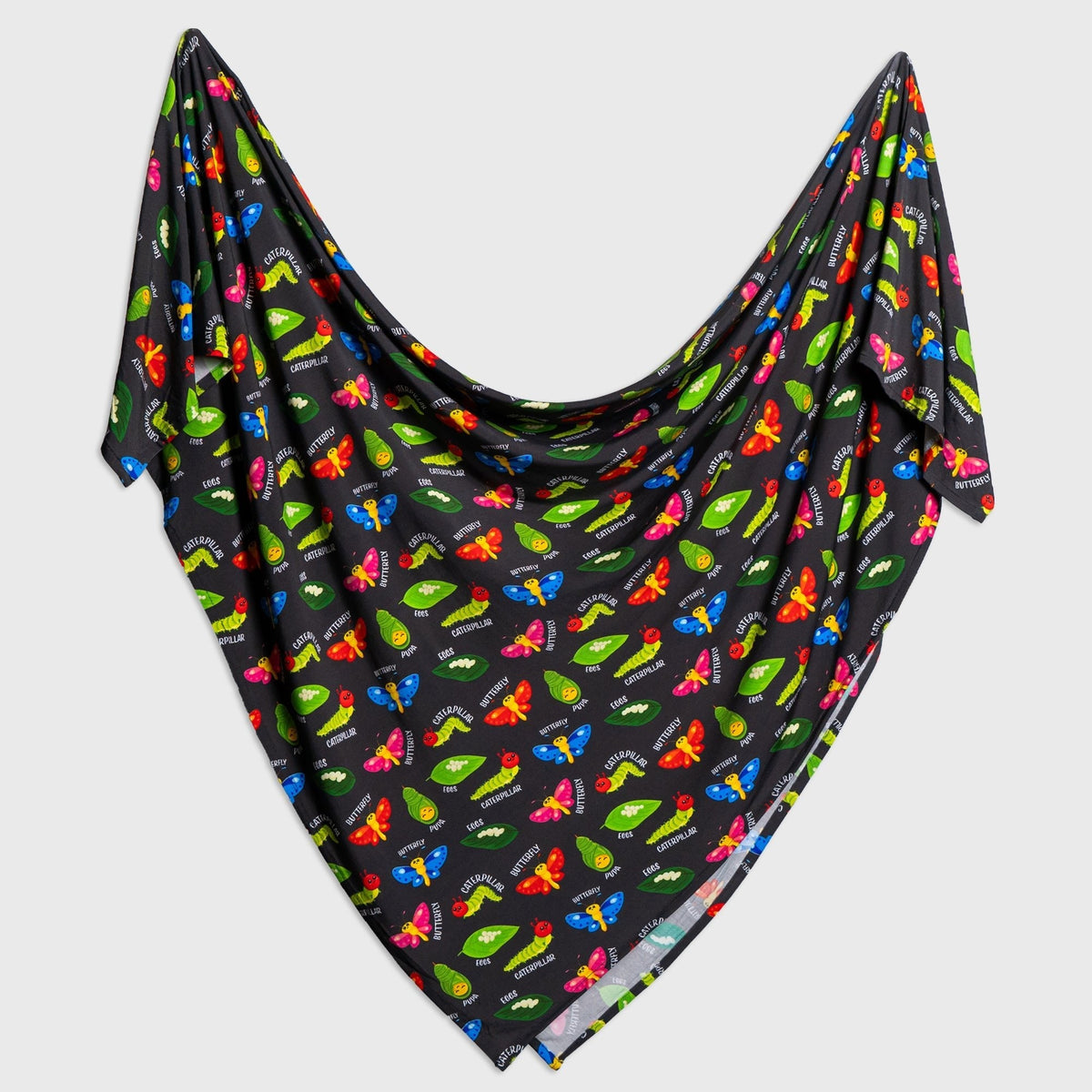 Bam & Stitch It's Morphing Time! Swaddle draped open to show its color and pattern.