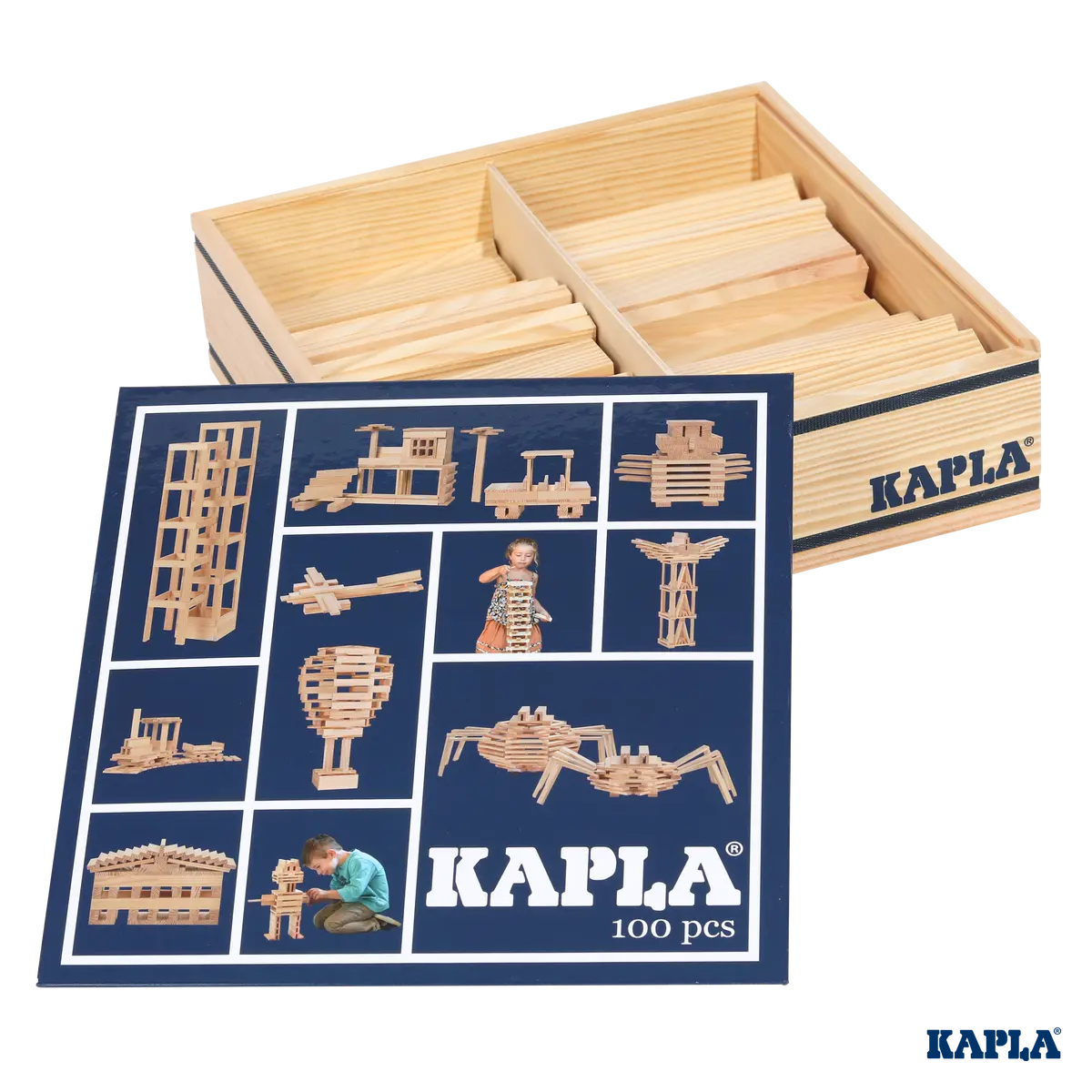 KAPLA 100 Natural Wooden Building Planks Case