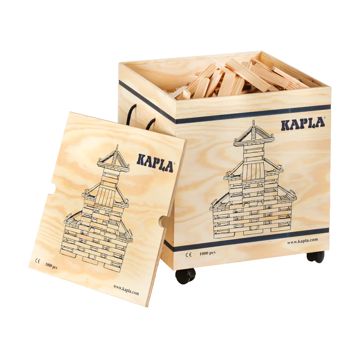 KAPLA 1000 Natural Wooden Planks Rolling Chest