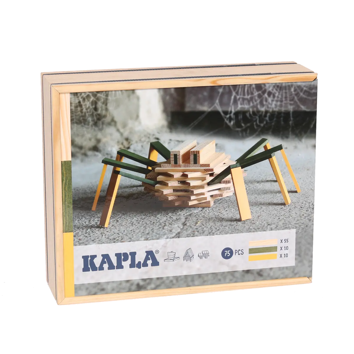 KAPLA Spider 75-Piece Wooden Building Planks Case