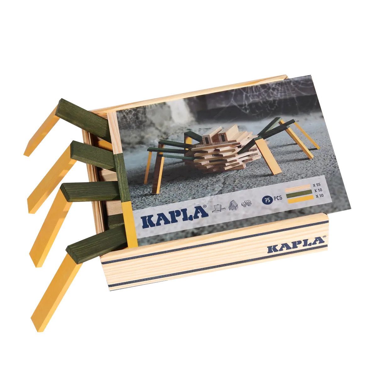 KAPLA Spider 75-Piece Wooden Building Planks Case