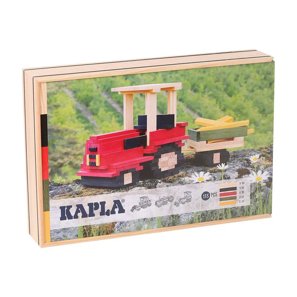 KAPLA Tractor 155-Piece Wooden Building Planks Case