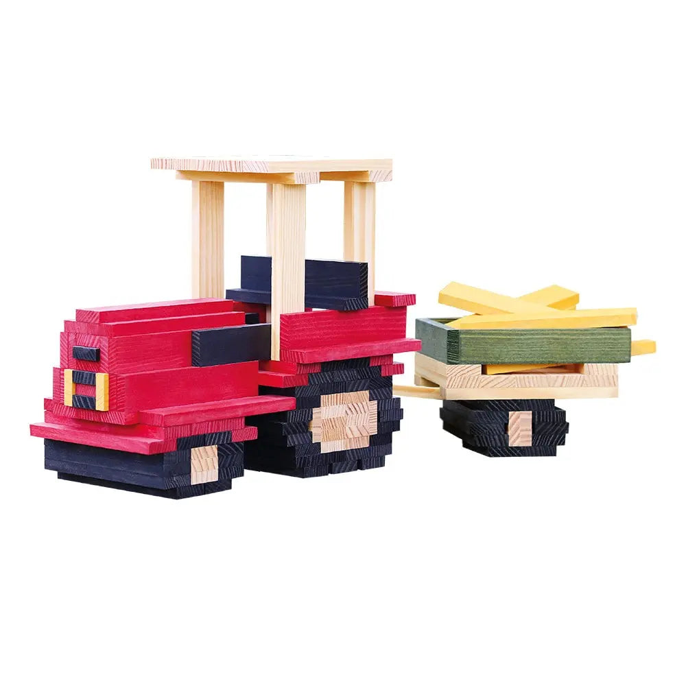 KAPLA Tractor 155-Piece Wooden Building Planks Case