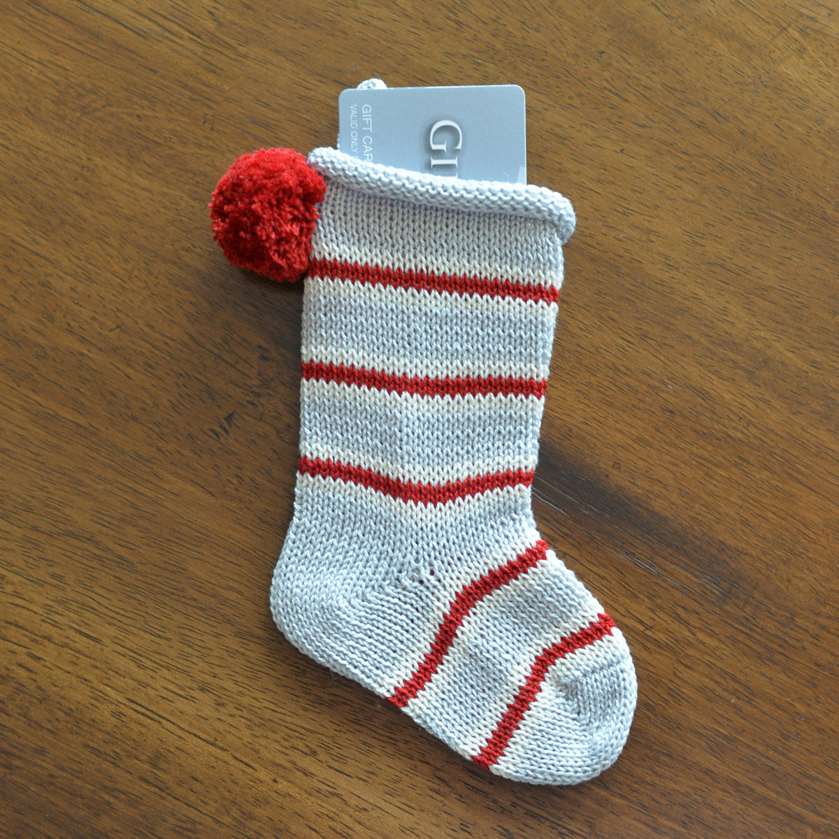 Mini Candy Stripe Stocking, Grey