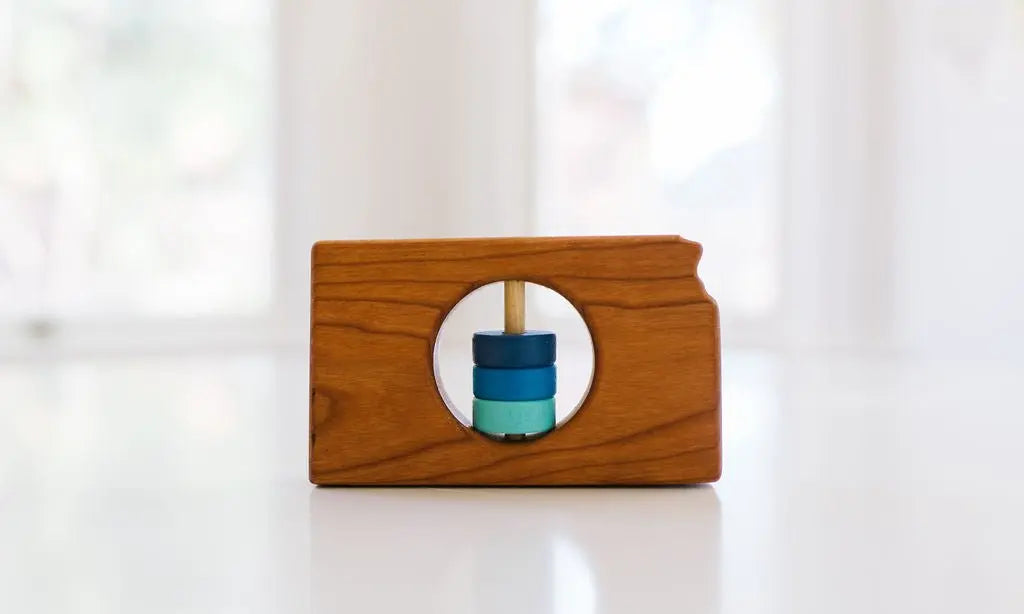 Kansas State Wooden Baby Rattle™ | Made in the USA | State Rattle | The Baby Penguin
