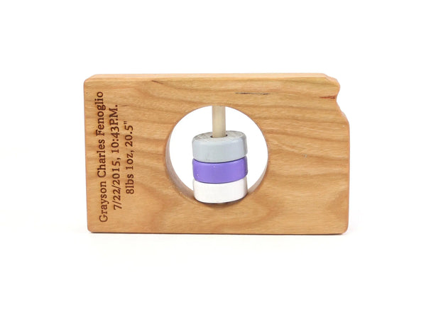 Kansas State Wooden Baby Rattle™ | Made in the USA | State Rattle | The Baby Penguin