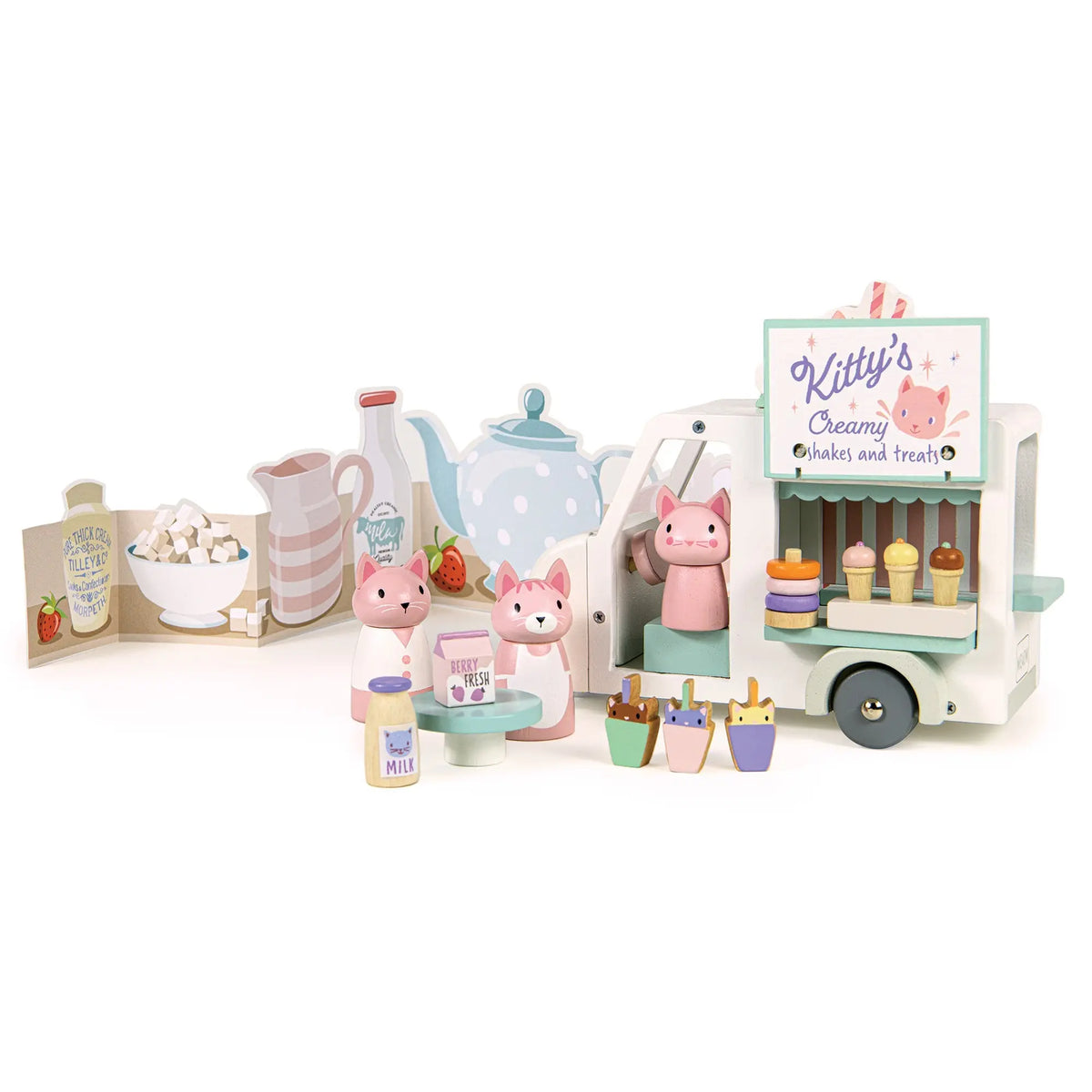Tender Leaf Kitty's Milkshake Wooden Van Play Set