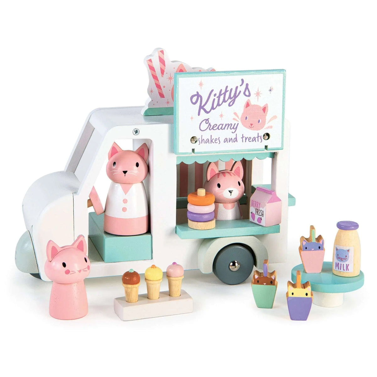Tender Leaf Kitty's Milkshake Wooden Van Play Set