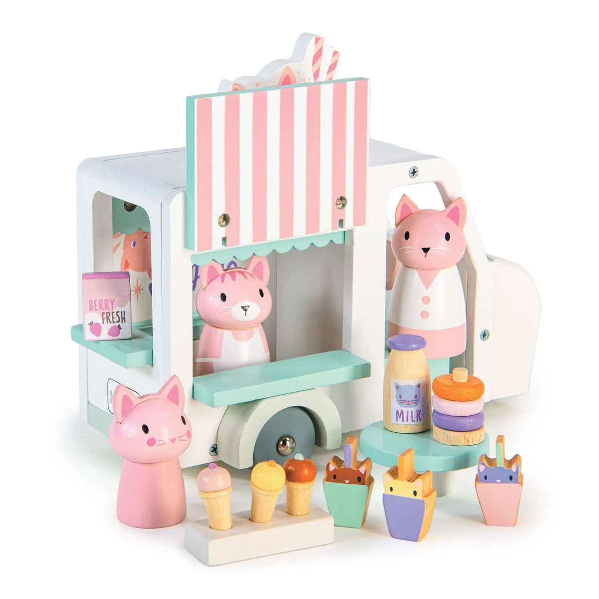 Tender Leaf Kitty's Milkshake Wooden Van Play Set