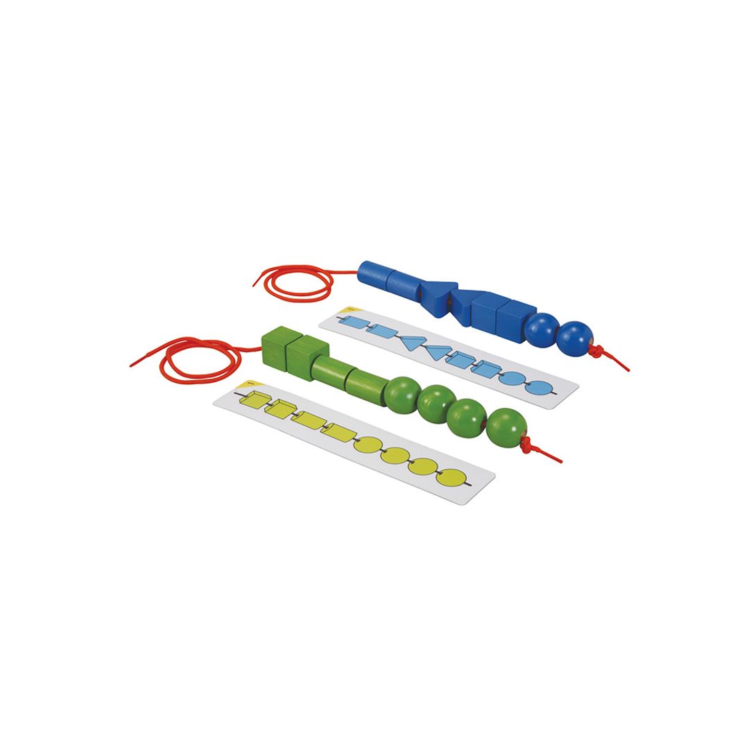 PlanToys Wooden Lacing Beads Set, 96 Pieces