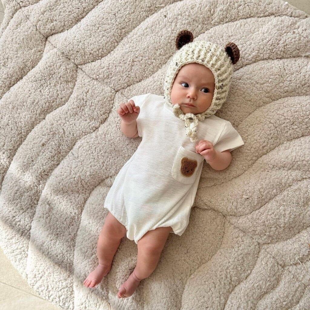 Leaf Shaped Sherpa & Cotton Baby Playmat - Pearl - The Baby Penguin