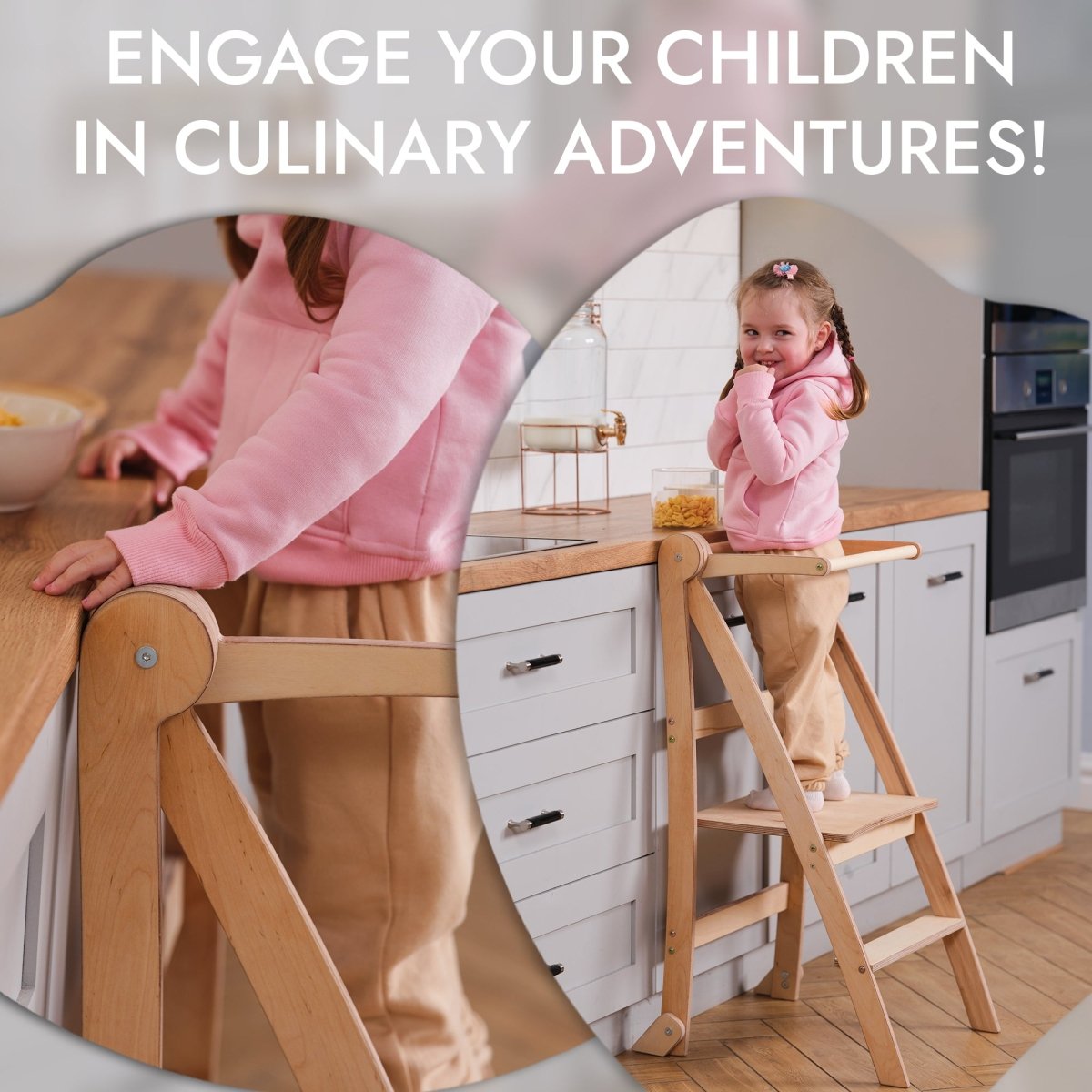 Learning Tower: Foldable Step Stool for Toddlers - Beige - The Baby Penguin