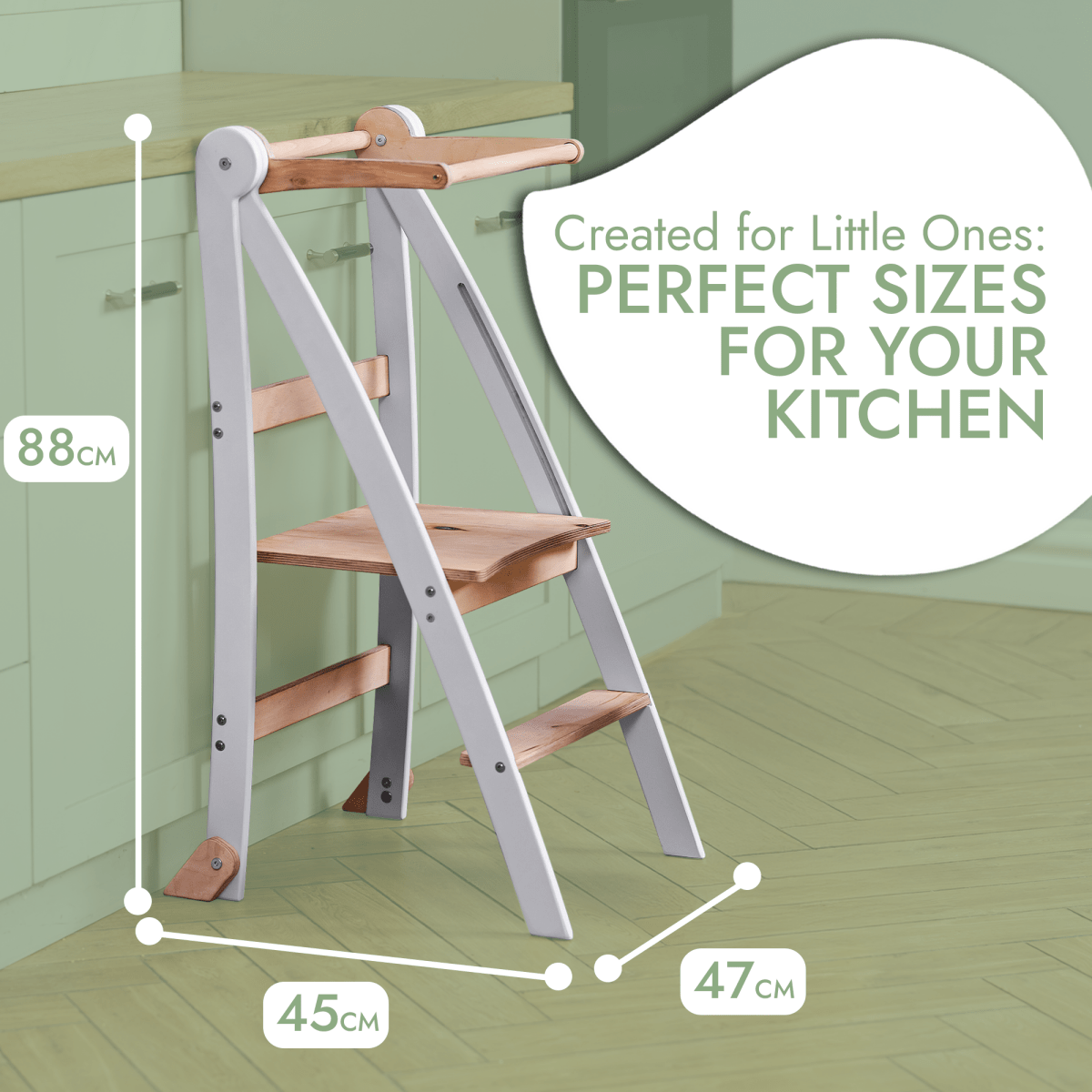 Learning Tower: Foldable Step Stool for Toddlers - Gray - The Baby Penguin
