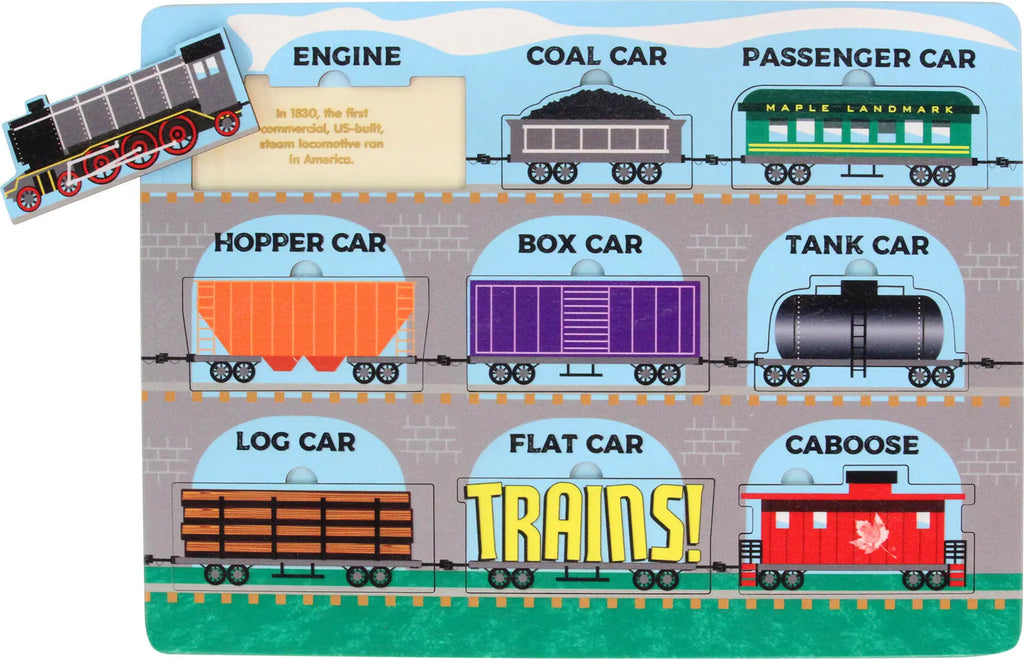 Lift & Learn Trains Puzzle | Sustainable Toy | Made in the USA Maple Landmark