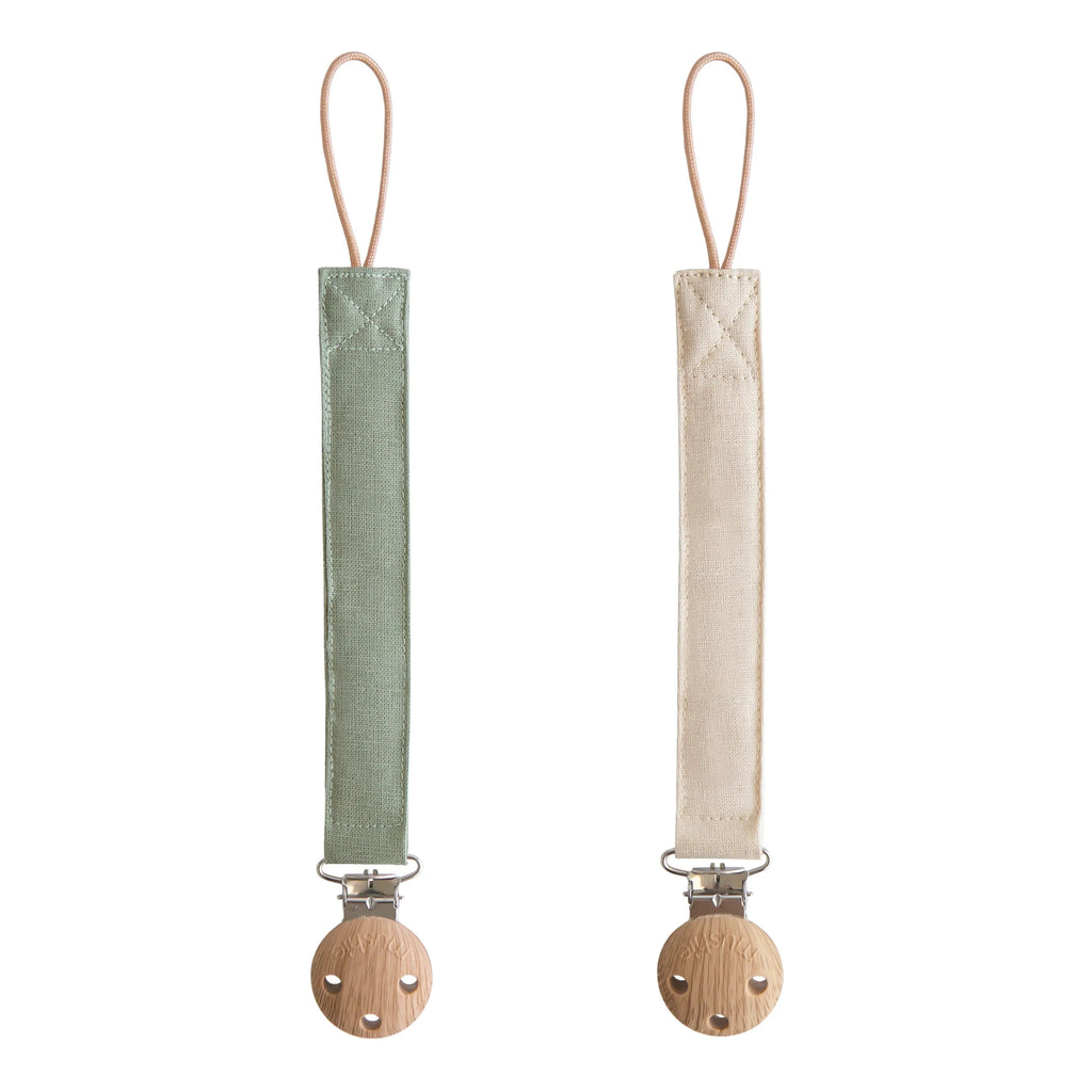 Linen Pacifier Clip 2-Pack | Pacifier Clip | The Baby Penguin
