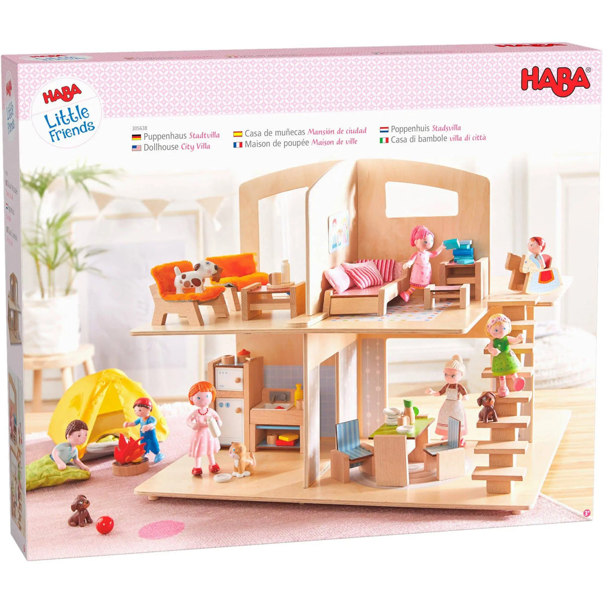 Little Friends Dollhouse Town Villa with Furniture HABA USA Little Friend Buildings