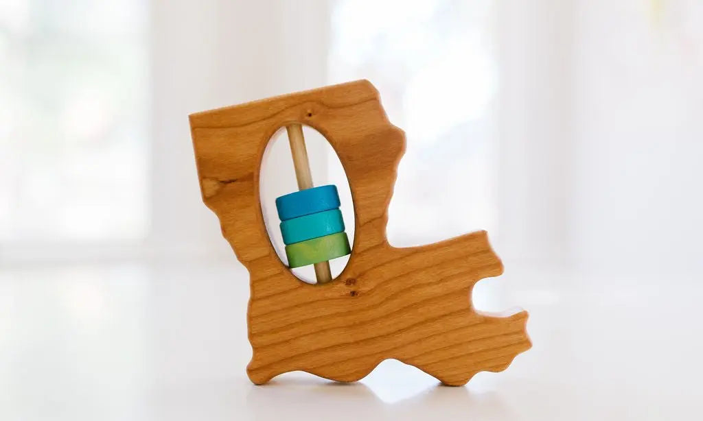 Louisiana State Wooden Baby Rattle™ | Made in the USA | Rattles | The Baby Penguin