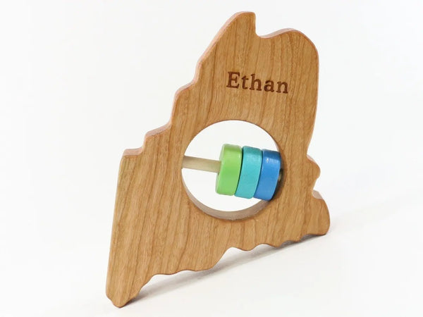 Maine State Wooden Baby Rattle™ | Made in the USA | Rattles | The Baby Penguin