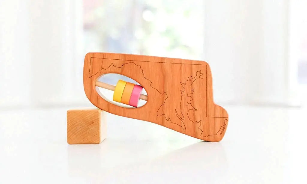Maryland State Wooden Baby Rattle™ | Made in the USA | Rattles | The Baby Penguin