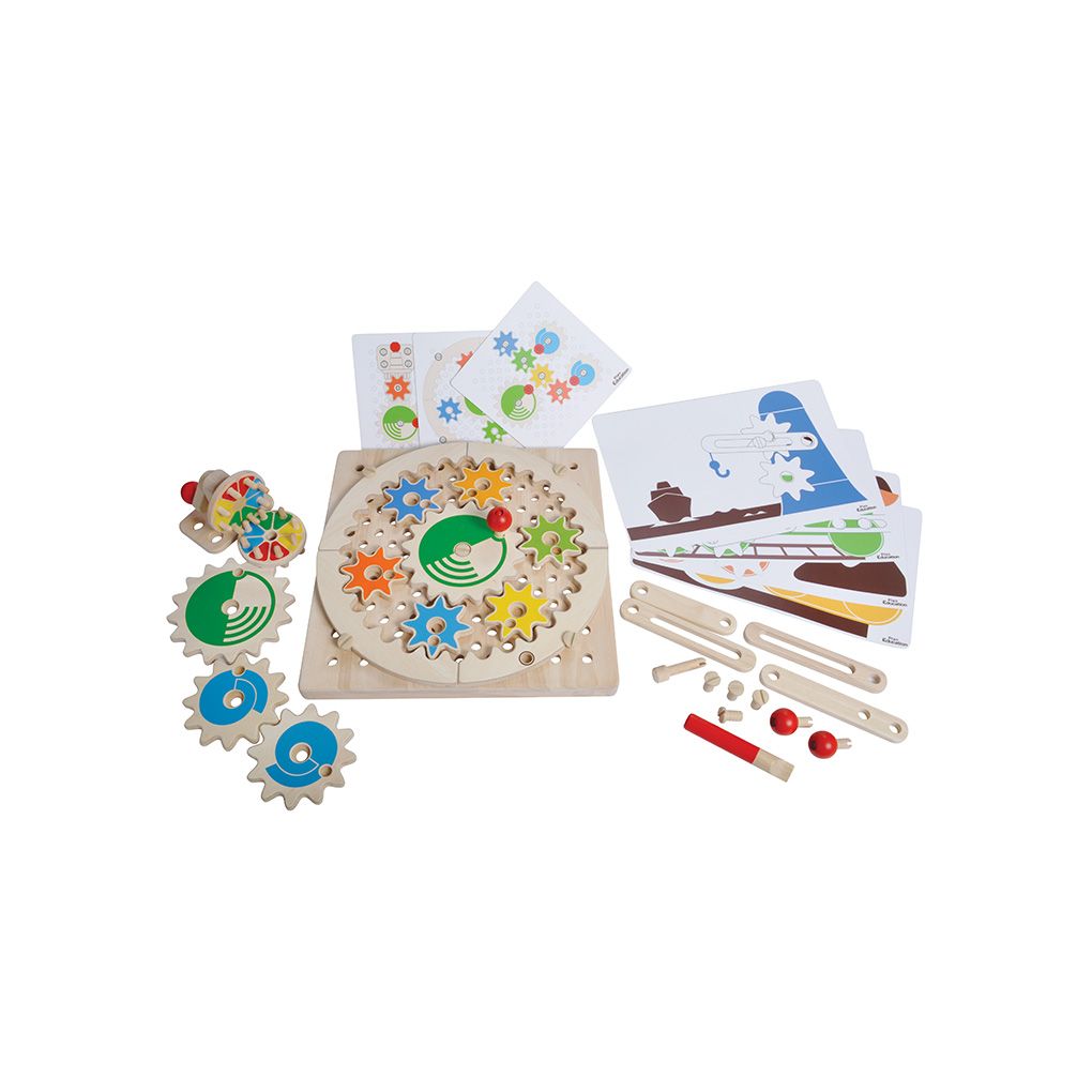 PlanToys Wooden Mechanical Gear Building Set