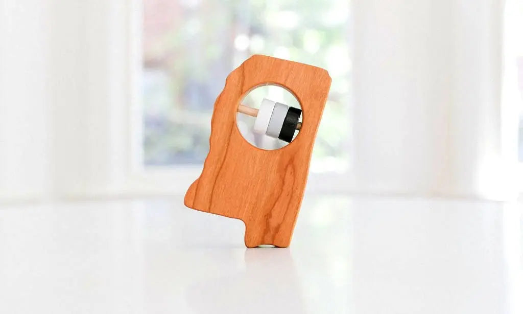 Mississippi Wooden Baby Rattle | Made in the USA | Rattles | The Baby Penguin