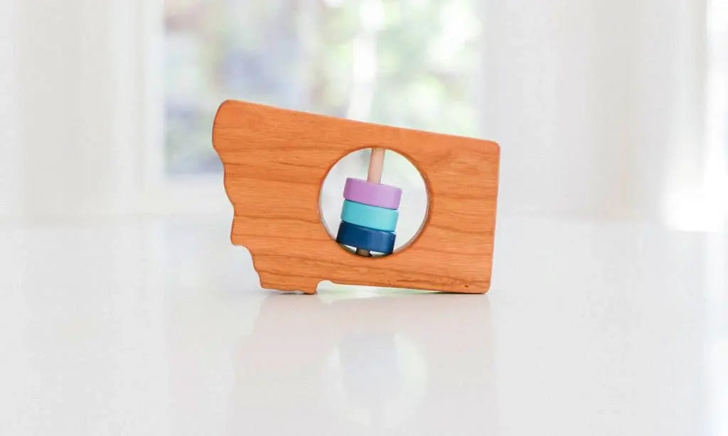 Montana State Wooden Baby Rattle™ | Made in the USA | Rattles | The Baby Penguin