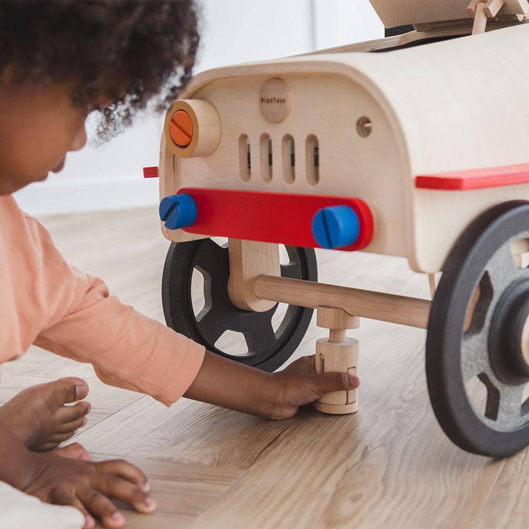 PlanToys Wooden Motor Mechanic Pretend Play Station