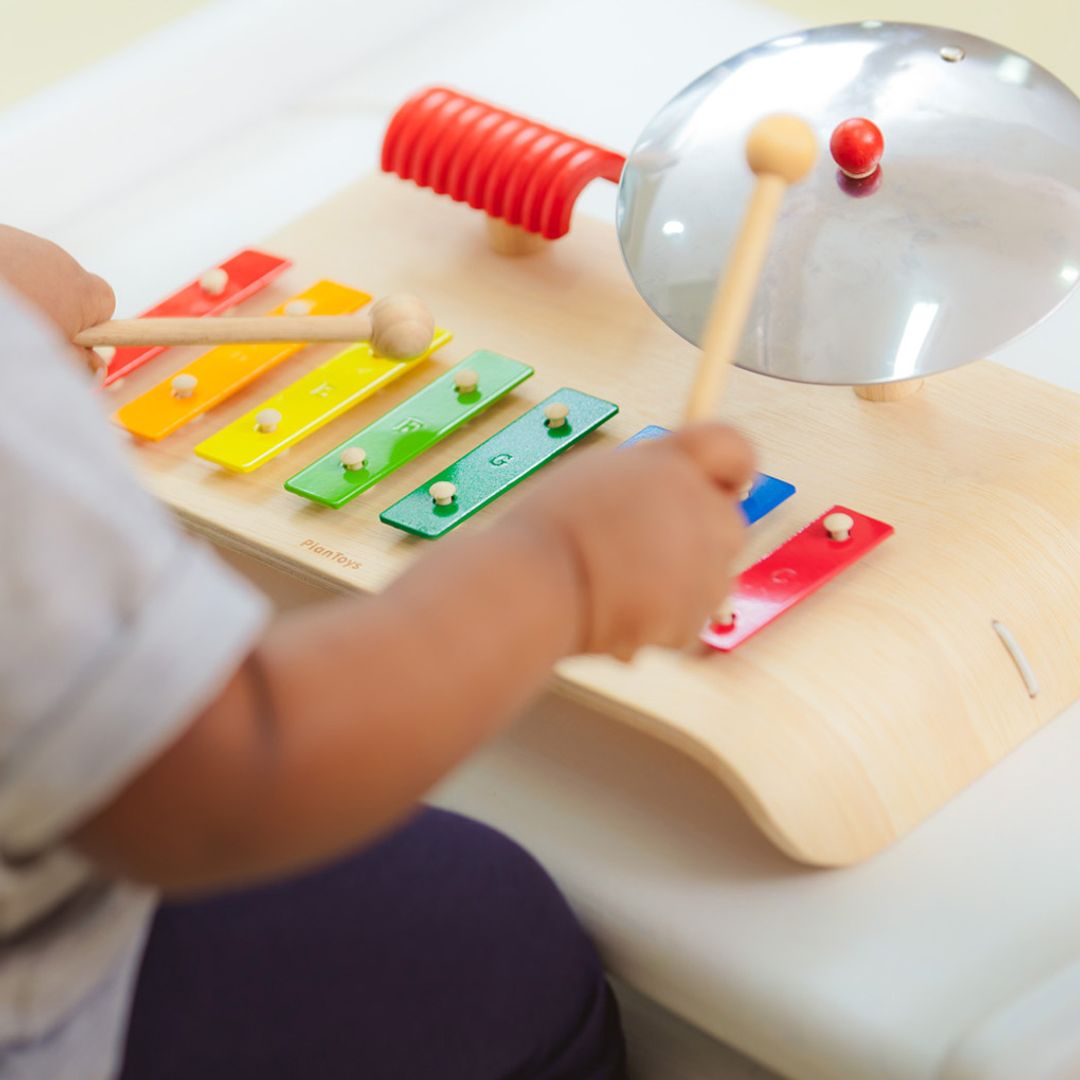 PlanToys Wooden Musical Set with Xylophone and Cymbal